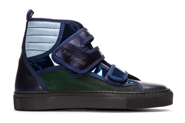 Raf Simons Blue and Green Metallic Velcro High-Tops