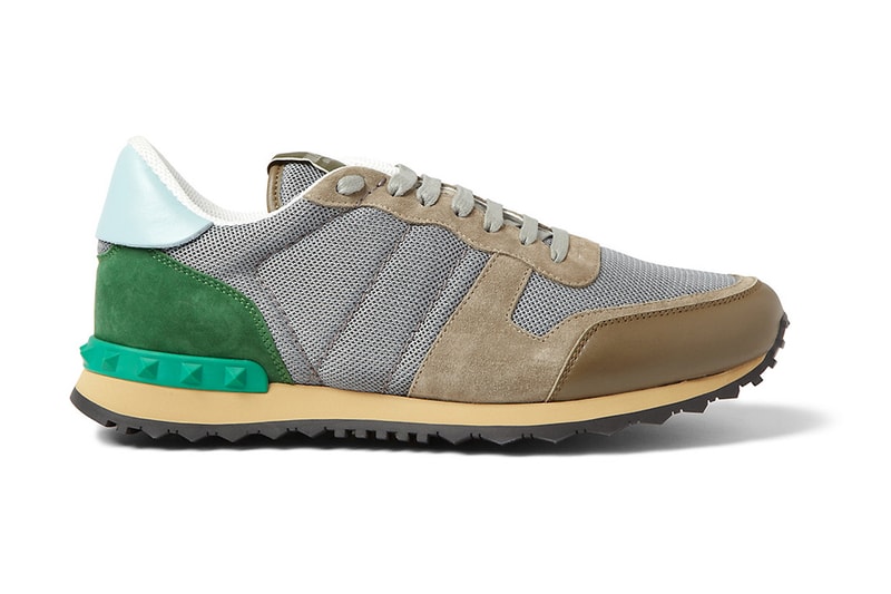 Valentino Leather-Trimmed Suede Sneakers