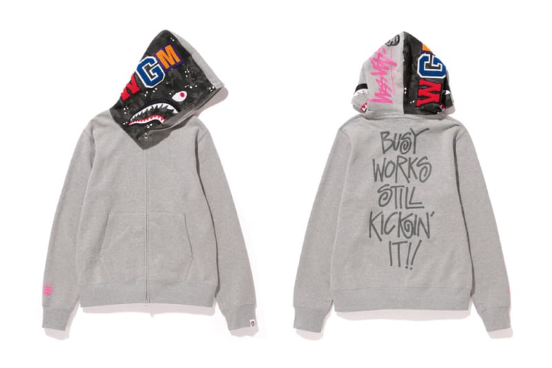 bape x stussy shark hoodie