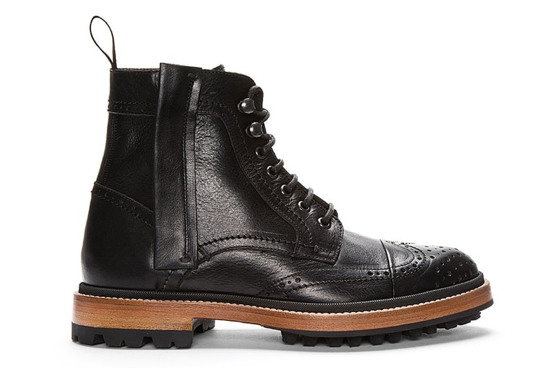 Lanvin Black Leather Brogue Boots