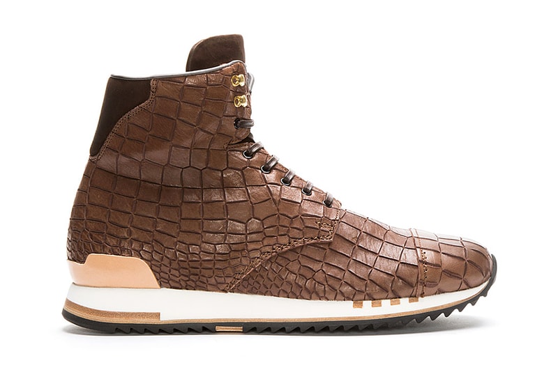 Alexander McQueen Croc-Embossed Leather High-Top Sneakers