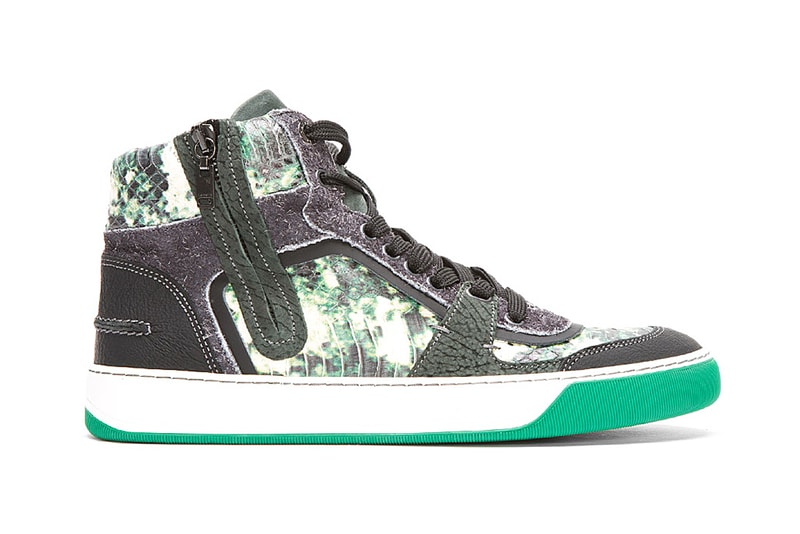 Lanvin Green Snakeskin Multi-Texture High-Tops