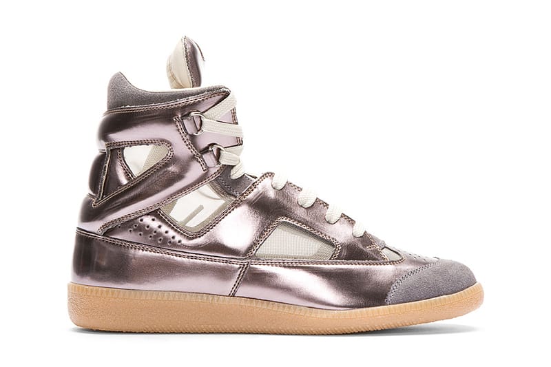 Maison Martin Margiela Leather Replica High-Top Metallic Pewter SSENSE Exclusive