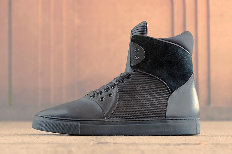 Stevin Gold Geo Trainer Luxury Hi-Top Carbon