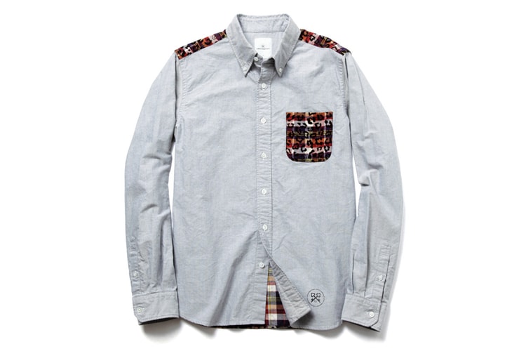 uniform experiment LEOPARD FLANNEL CHECK BACK PANEL OXFORD B.D SHIRT