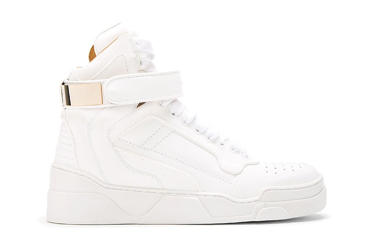 Givenchy White Leather Gold-Plated High Top Sneakers