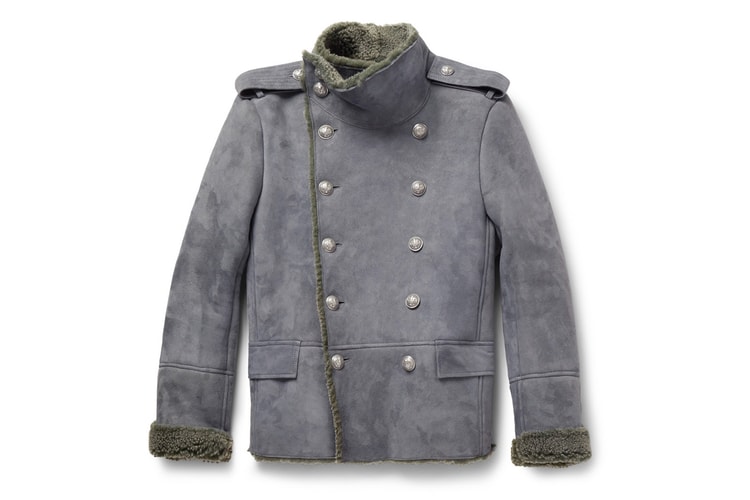 Balmain Shearling Pea Coat