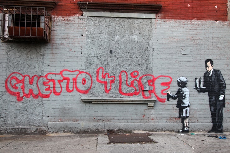 Banksy's 'Ghetto 4 Life' for "Better Out Than In"
