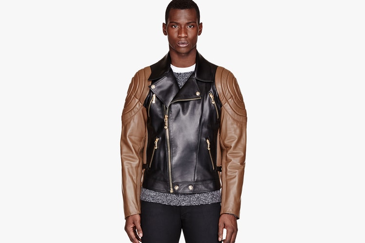 Versace Black & Brown Quilted Leather Jacket