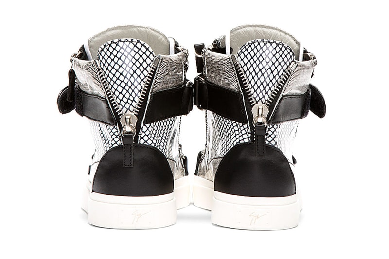 Giuseppe Zanotti Patent Leather Mesh-Print High-Tops Black/White