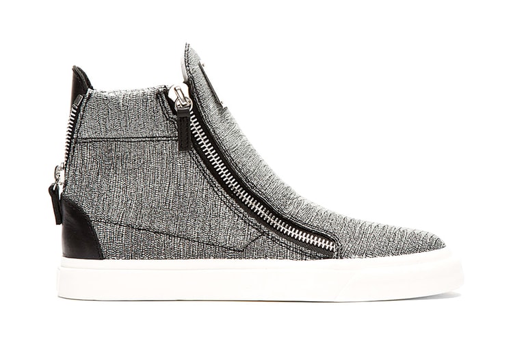 Giuseppe Zanotti Stingray Print High-Top Sneakers Grey Sparkle