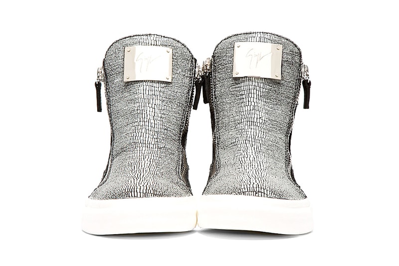 Giuseppe Zanotti Stingray Print High-Top Sneakers Grey Sparkle