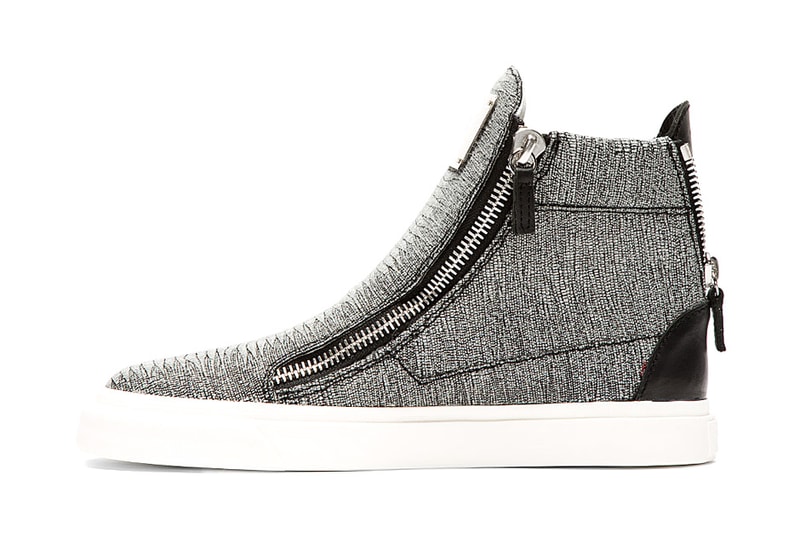 Giuseppe Zanotti Stingray Print High-Top Sneakers Grey Sparkle