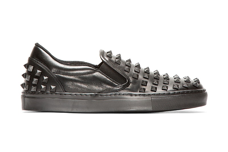 Valentino Black Leather Rubber Stud Loafers