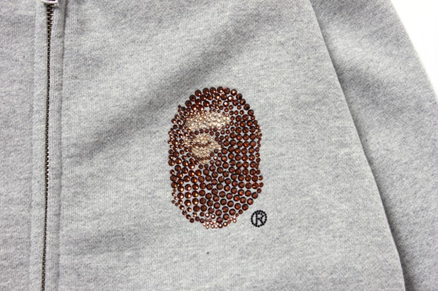 A Bathing Ape Swarovski LARGE HEAD FULL ZIP HOODIE