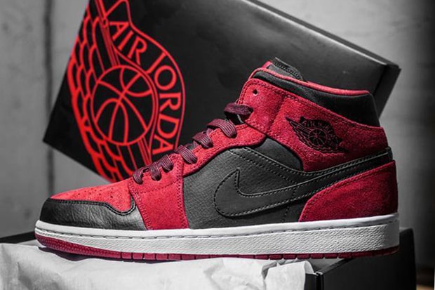 Air Jordan 1 Mid Red Suede/Black