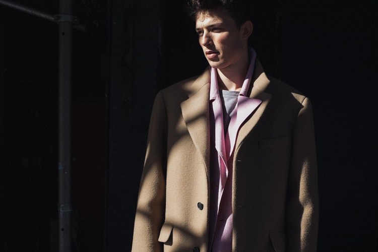 Duckie Brown Camel Overcoat With Pink Tweed