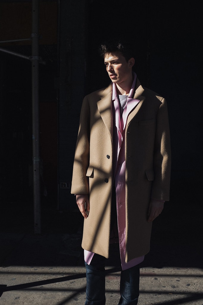 Duckie Brown Camel Overcoat With Pink Tweed