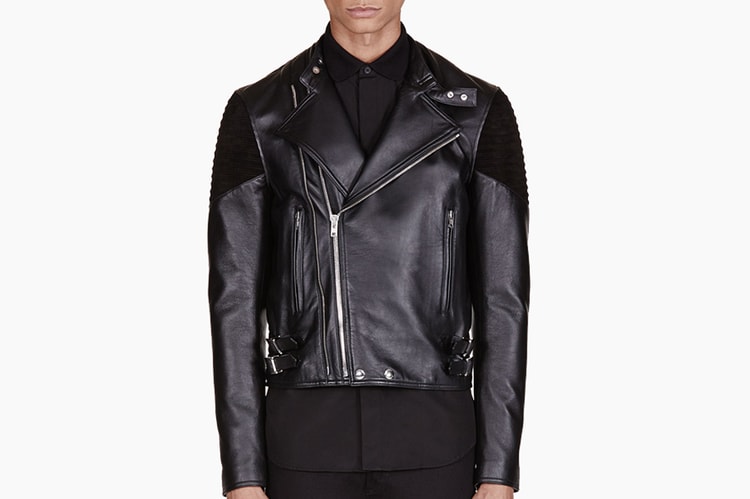 Givenchy Black Ribbed Leather Biker Jacket