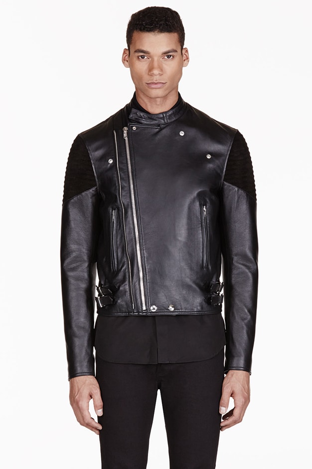 Givenchy Black Ribbed Leather Biker Jacket