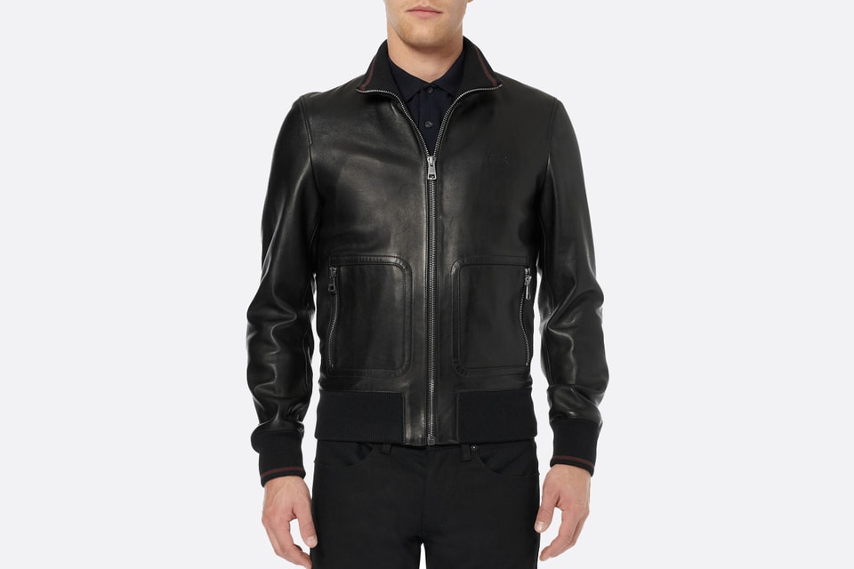 Gucci Black New York Yankees Edition Leather Bomber Gucci