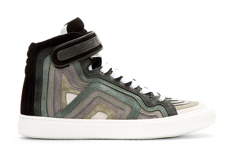 Pierre Hardy Grey Rainbow Banded High-Top Sneakers