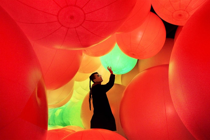 teamLab's Illuminated Spheres Respond to Human Touch