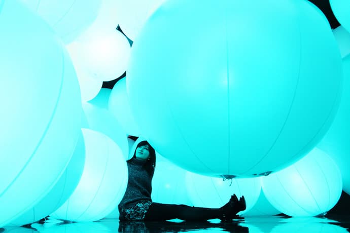teamLab's Illuminated Spheres Respond to Human Touch