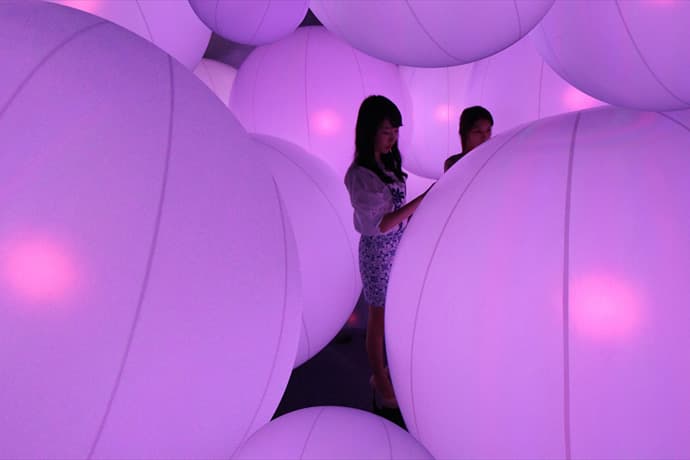 teamLab's Illuminated Spheres Respond to Human Touch