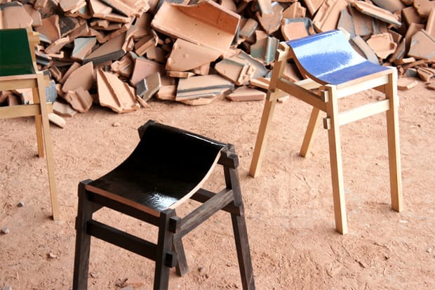 Tsuyoshi Hayashi Recycled Roof Tile Stools and Benches