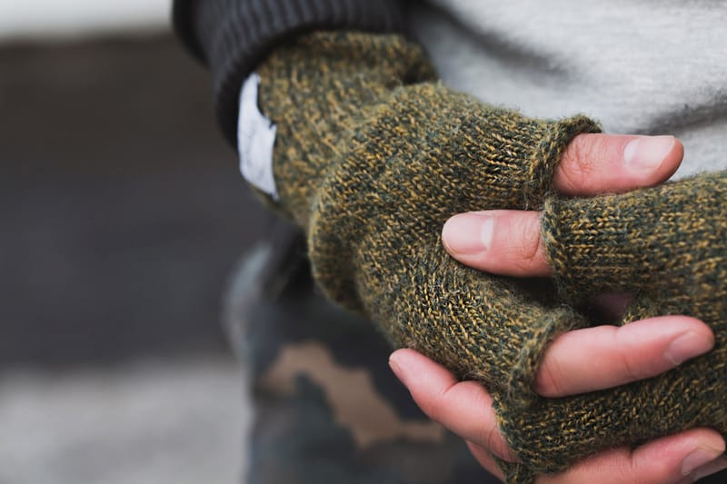 men's ragg wool fingerless gloves