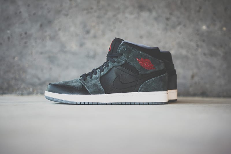 black and red suede jordan 1