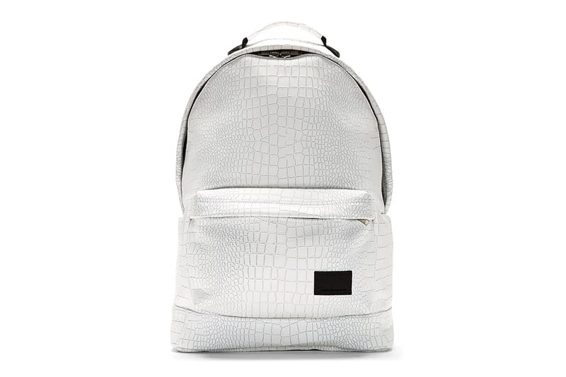 KRISVANASSCHE White Etched Croc Pattern Backpack