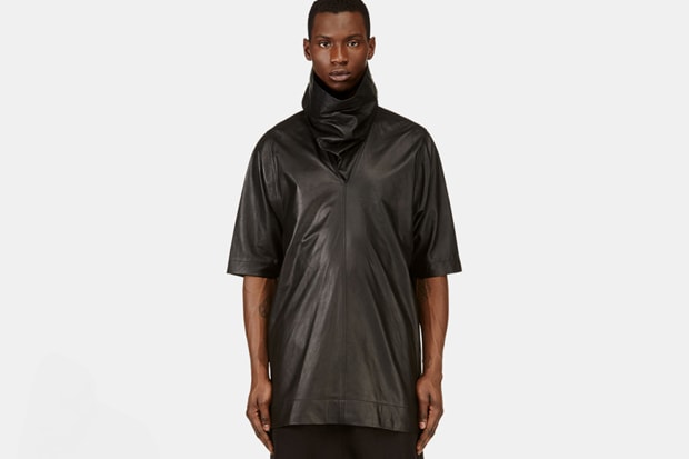 Rick Owens Black Cowl Lambskin Top