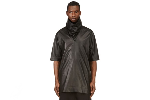 Rick Owens Black Cowl Lambskin Top
