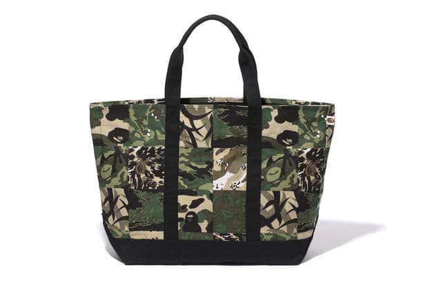 A Bathing Ape PANEL CAMO TOTE BAG