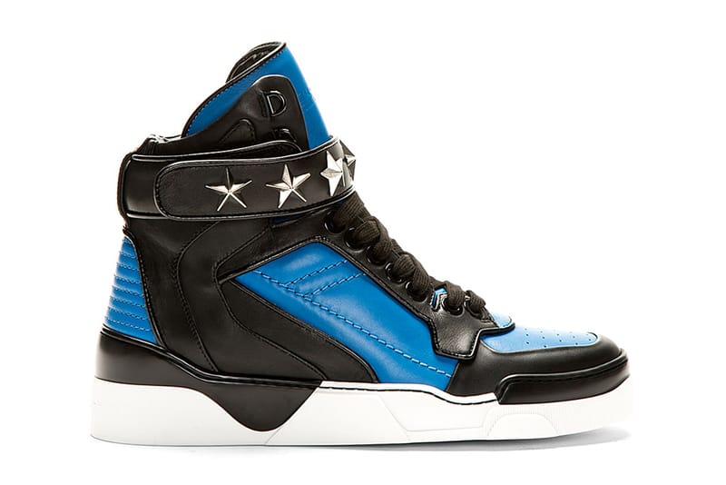 black and blue high tops