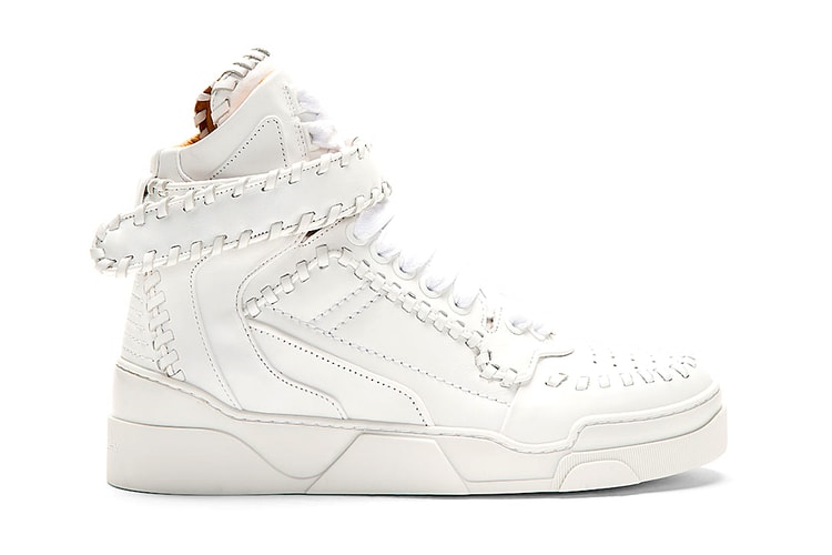 Givenchy White Leather Baseball Stitch High-Top Sneakers