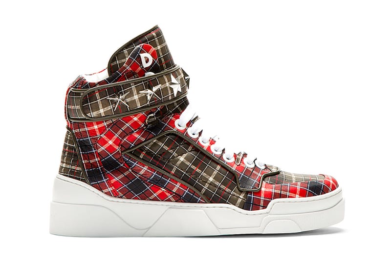 Givenchy Red Calfskin Plaid Tyson High-Top 