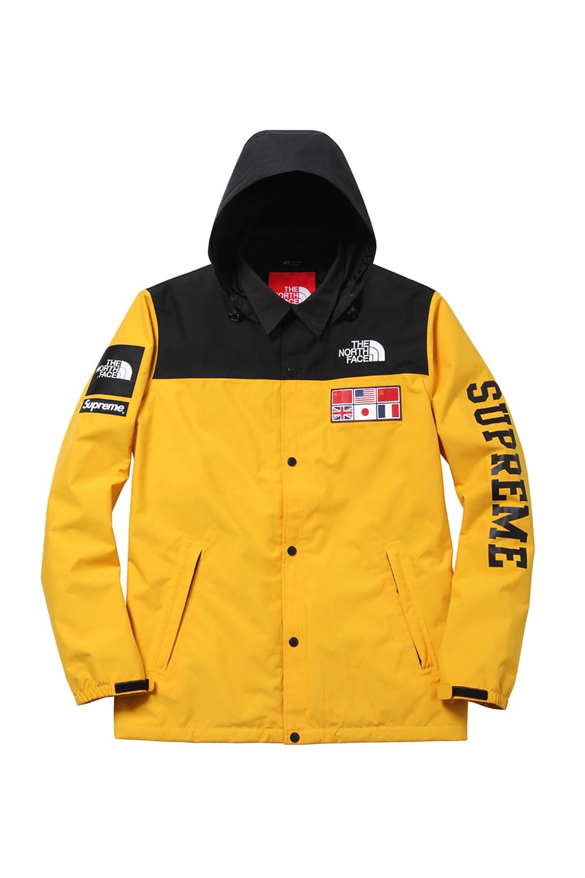 supreme x north face jacket yellow