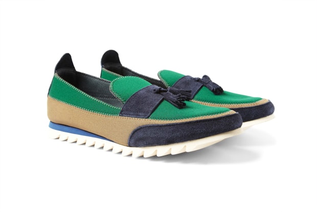 Kolor Suede and Neoprene Tasseled Loafers