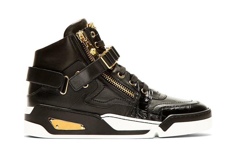 Versace 2014 Summer Black Leather High-Top Sneakers