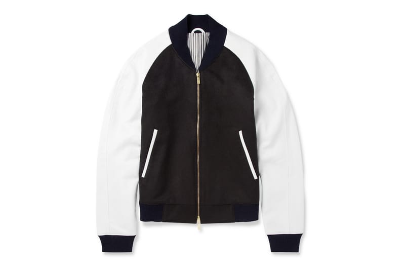 Thom Browne Leather-Sleeved Cashmere Bomber Jacket 