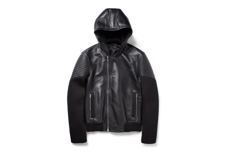 Givenchy Hooded Leather and Neoprene Jacket
