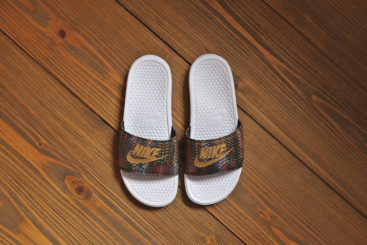 Nike WMNS Benassi JDI QS White/Black-Metallic Gold