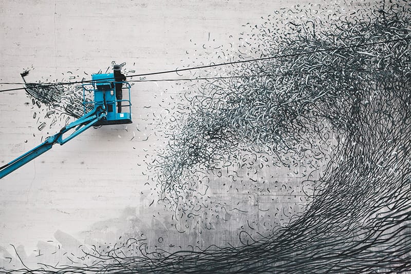 DALeast Paints "Persistent Parabola" Mural at the Forest For The Trees Project in Portland, Oregon