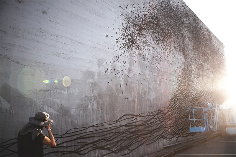 DALeast Paints "Persistent Parabola" Mural at the Forest For The Trees Project in Portland, Oregon