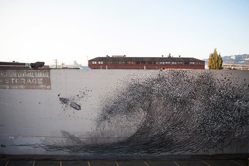 DALeast Paints "Persistent Parabola" Mural at the Forest For The Trees Project in Portland, Oregon