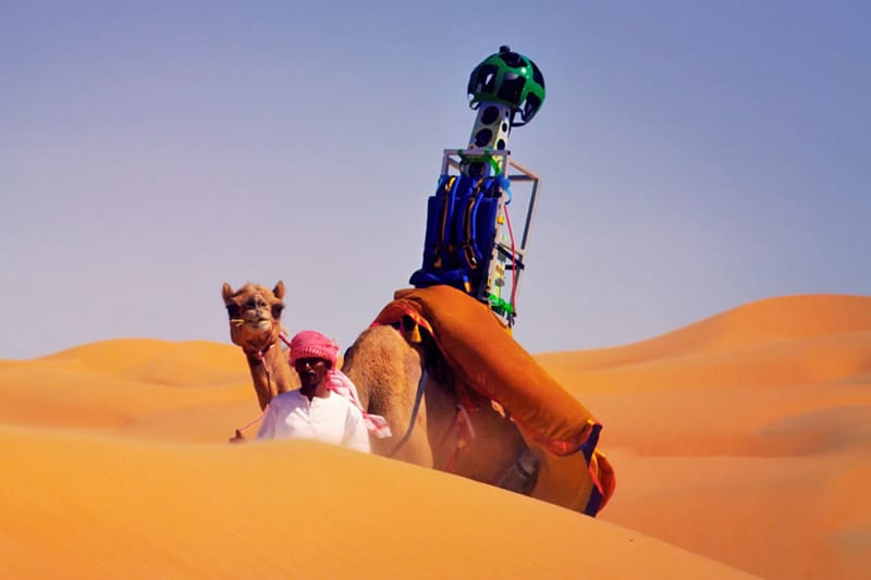 A Camel Captures the Liwa Desert for Google Street View
