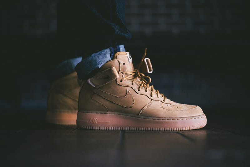 nike air force one mid wheat